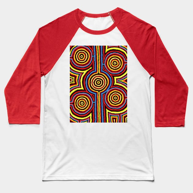 Aboriginal Art - Campsites New Colors Baseball T-Shirt by hogartharts